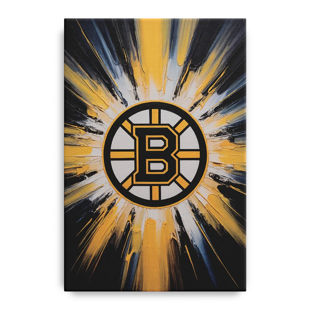 Boston Bruins Impressionistic Emblem Art Front - Canvas Wall Art