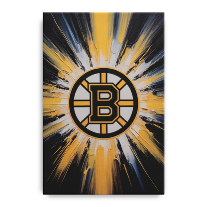 Boston Bruins Impressionistic Emblem Art Front - Canvas Wall Art