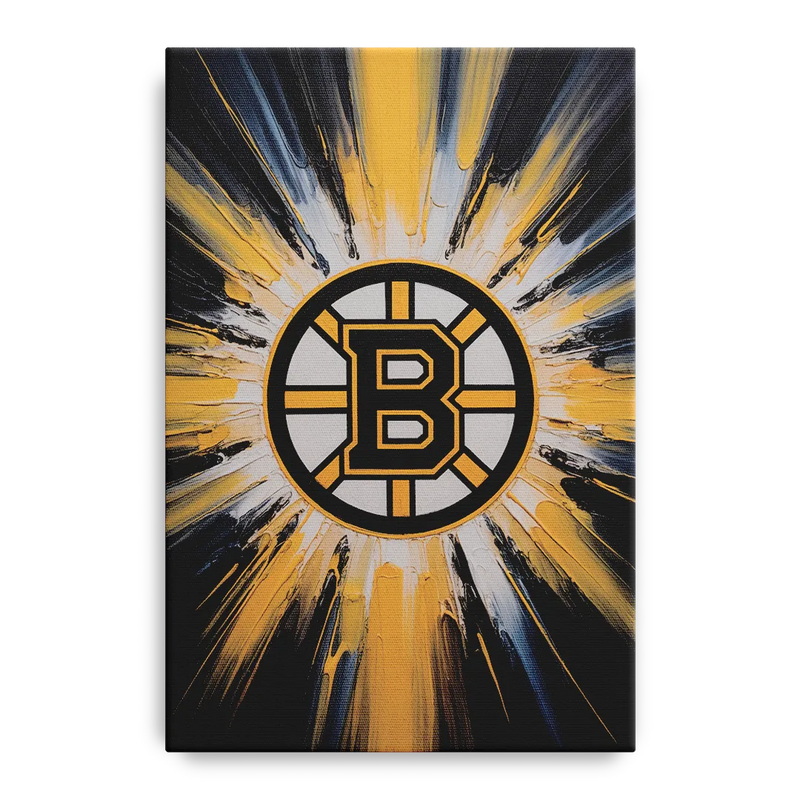 Boston Bruins Impressionistic Emblem Art Front - Canvas Wall Art