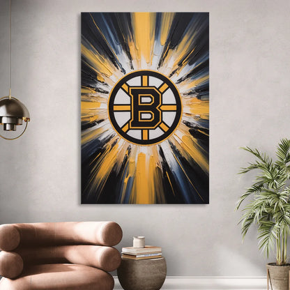 Boston Bruins Impressionistic Emblem Art Sitting Room - Canvas Wall Art