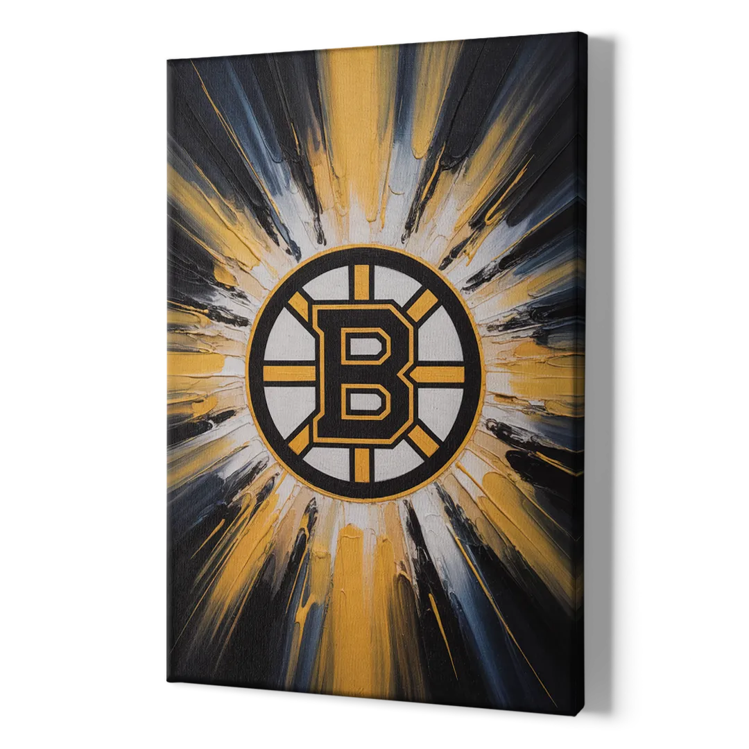 Boston Bruins Impressionistic Emblem Art - Canvas Print Art Sides