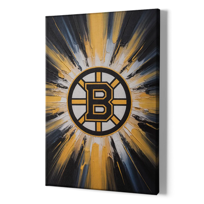 Boston Bruins Impressionistic Emblem Art - Canvas Print Art Sides
