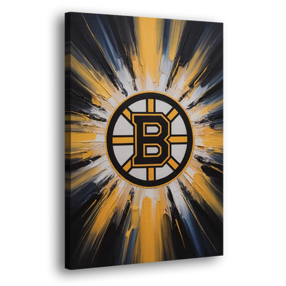 Boston Bruins Impressionistic Emblem Art Side - Canvas Wall Art