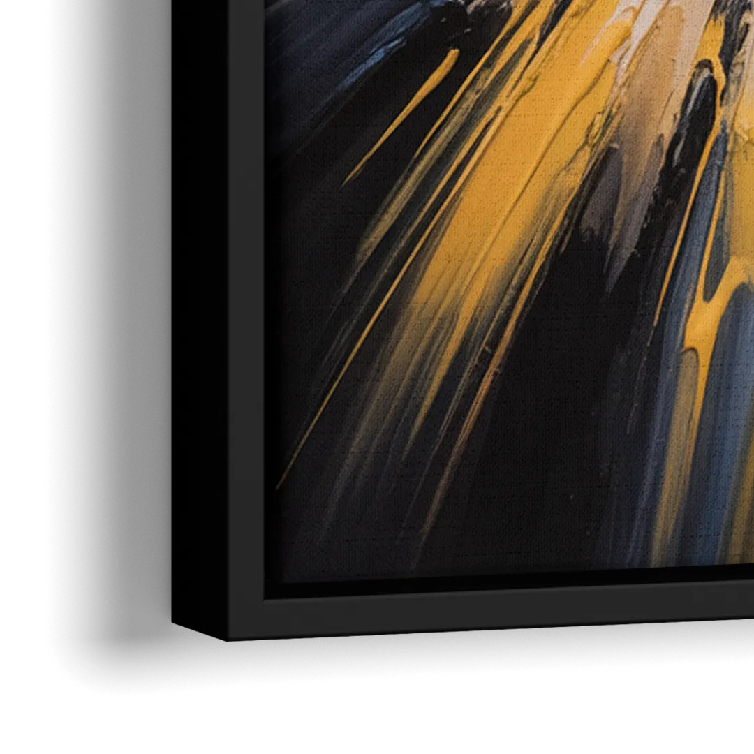 Boston Bruins Impressionistic Emblem Art - Close-Up Black Frame Canvas