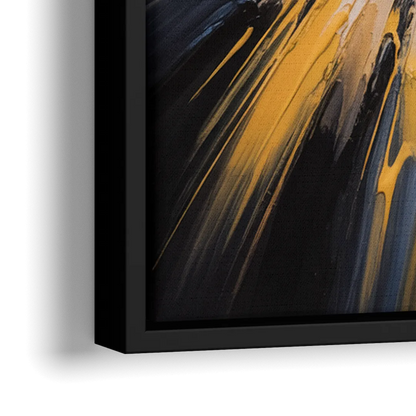 Boston Bruins Impressionistic Emblem Art - Close-Up Black Frame Canvas