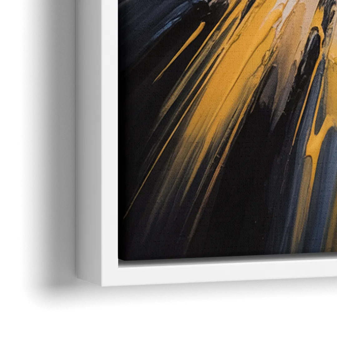 Boston Bruins Impressionistic Emblem Art - Close-Up White Frame Canvas