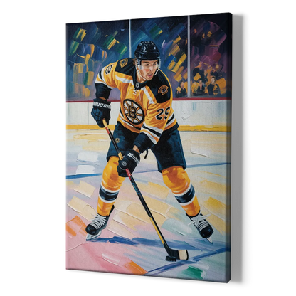 Boston Bruins Impressionistic Hockey Action Art - Canvas Print Art Sides