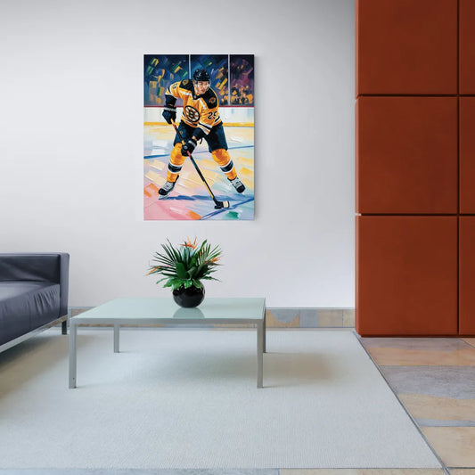 Boston Bruins Impressionistic Hockey Action Art - Canvas Wall Art Living Room