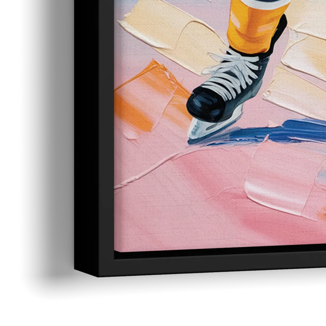 Boston Bruins Impressionistic Hockey Action Art - Close-Up Black Frame Canvas