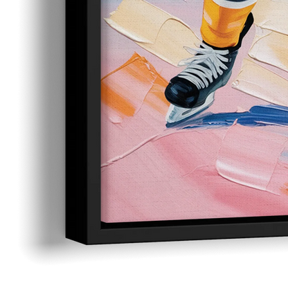 Boston Bruins Impressionistic Hockey Action Art - Close-Up Black Frame Canvas