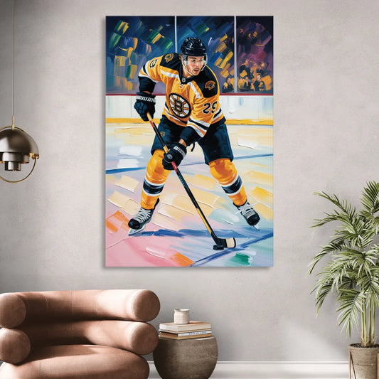 Boston Bruins Impressionistic Hockey Action Art Living Room - Canvas Wall Art