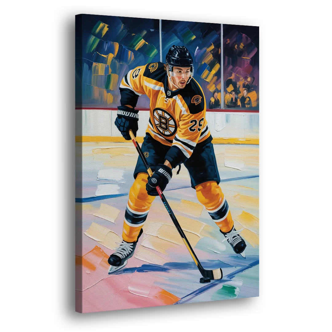 Boston Bruins Impressionistic Hockey Action Art Side - Canvas Wall Art