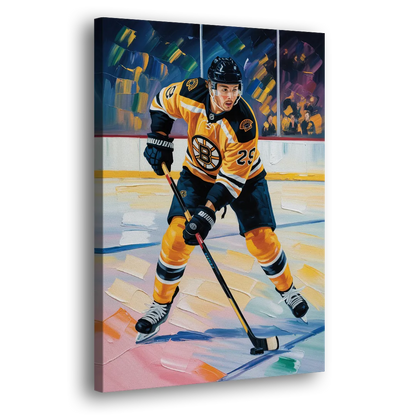 Boston Bruins Impressionistic Hockey Action Art Side - Canvas Wall Art
