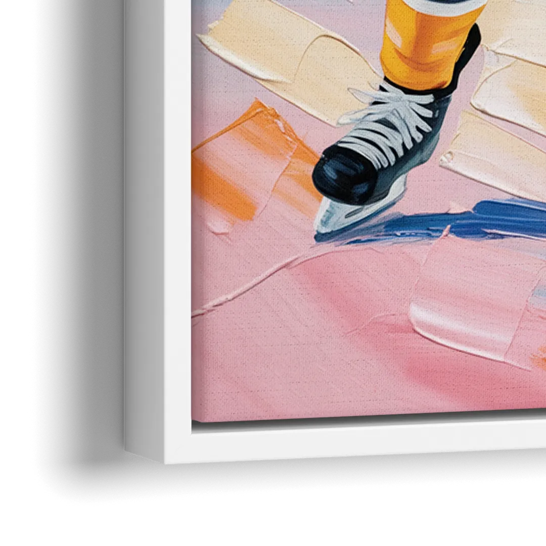 Boston Bruins Impressionistic Hockey Action Art - Close-Up White Frame Canvas