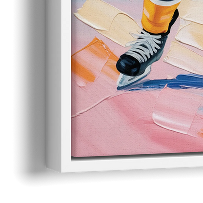 Boston Bruins Impressionistic Hockey Action Art - Close-Up White Frame Canvas