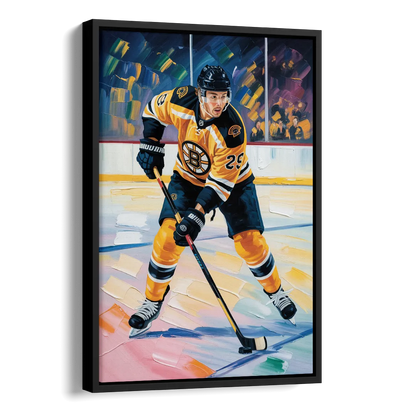 Boston Bruins Impressionistic Hockey Action Art Side - Black Canvas Wall Art