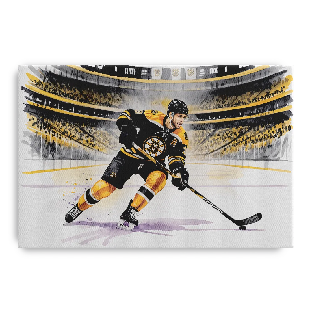 Boston Bruins Watercolor Dynamic Action at TD Garden - Canvas Wall Art