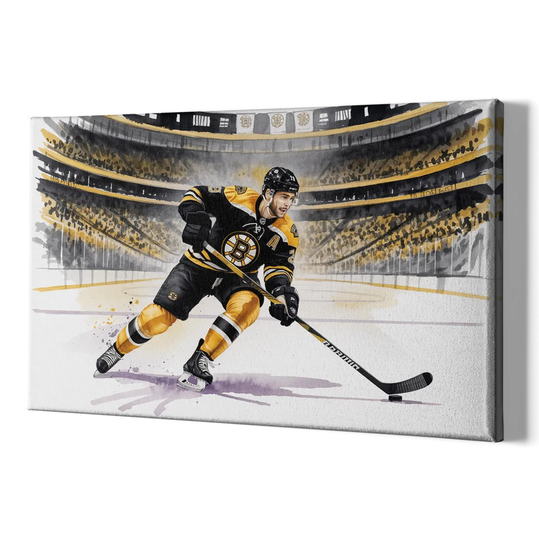 Boston Bruins Watercolor Dynamic Action at TD Garden - Canvas Print Art Sides