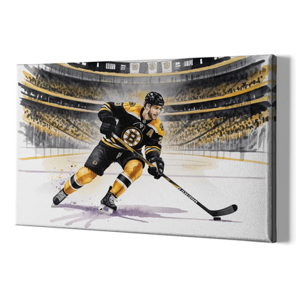 Boston Bruins Watercolor Dynamic Action at TD Garden - Canvas Print Art Sides