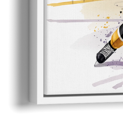Boston Bruins Watercolor Dynamic Action at TD Garden - Close-Up White Frame Canvas