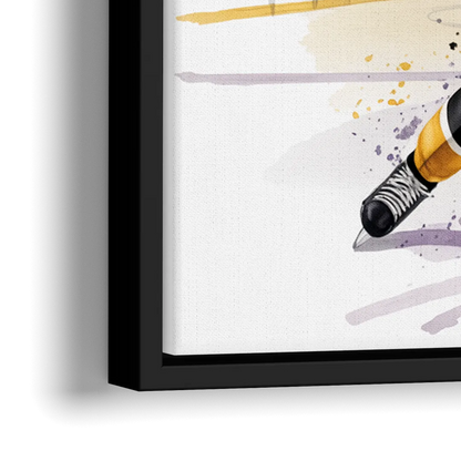 Boston Bruins Watercolor Dynamic Action at TD Garden - Close-Up Black Frame Canvas