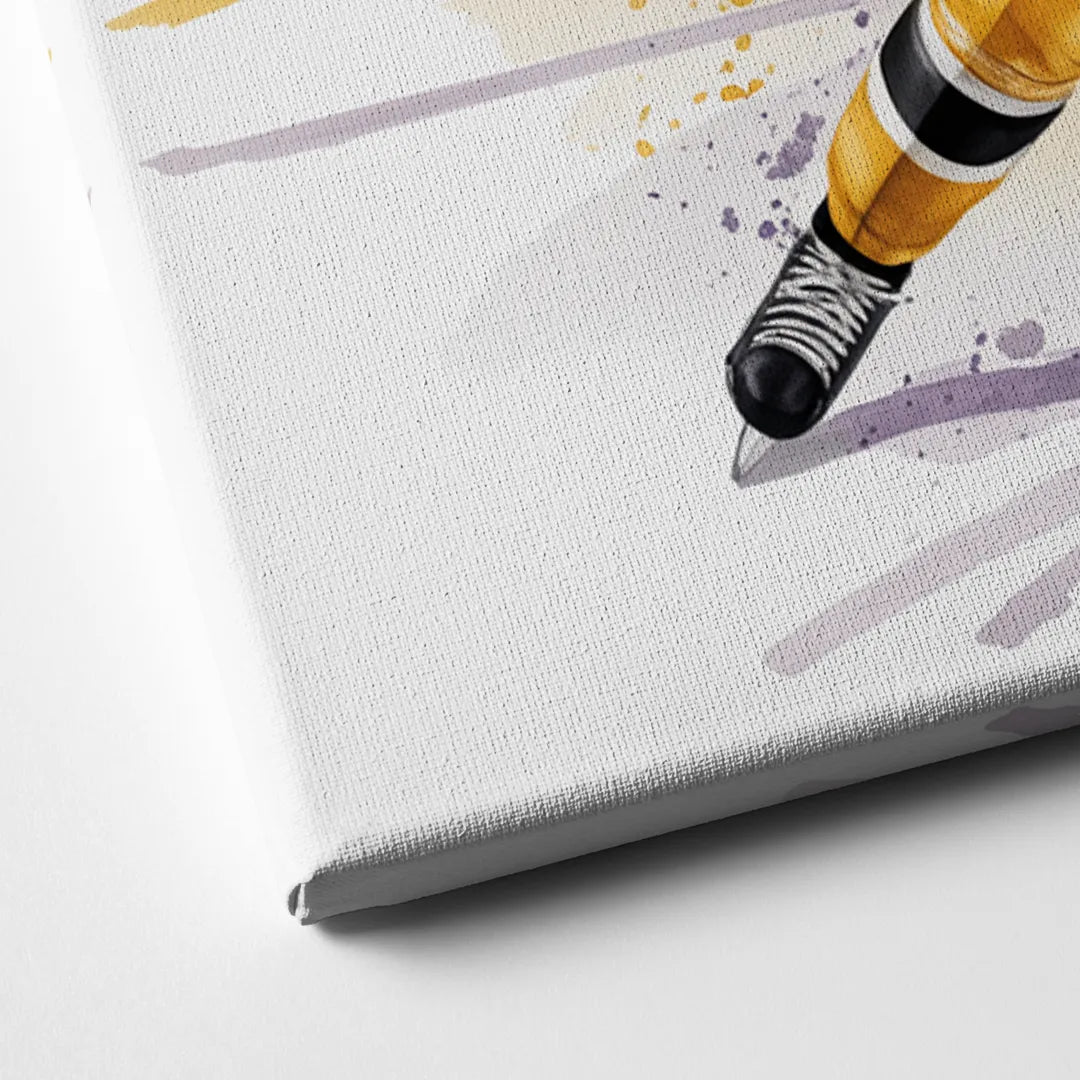 Boston Bruins Watercolor Dynamic Action at TD Garden Canvas Close Up