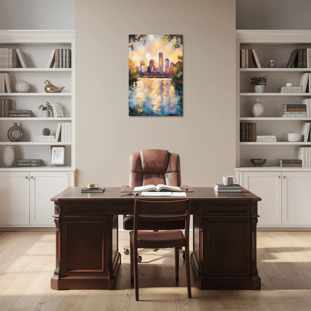 Boston Charles River Reflections - Canvas Wall Art - Office - 24x36