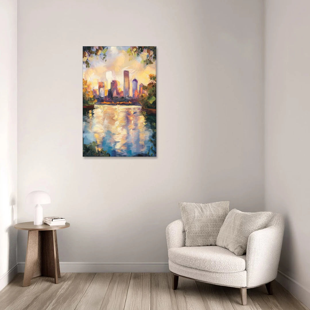 Boston Charles River Reflections - Canvas Wall Art - Sofa - 24x36
