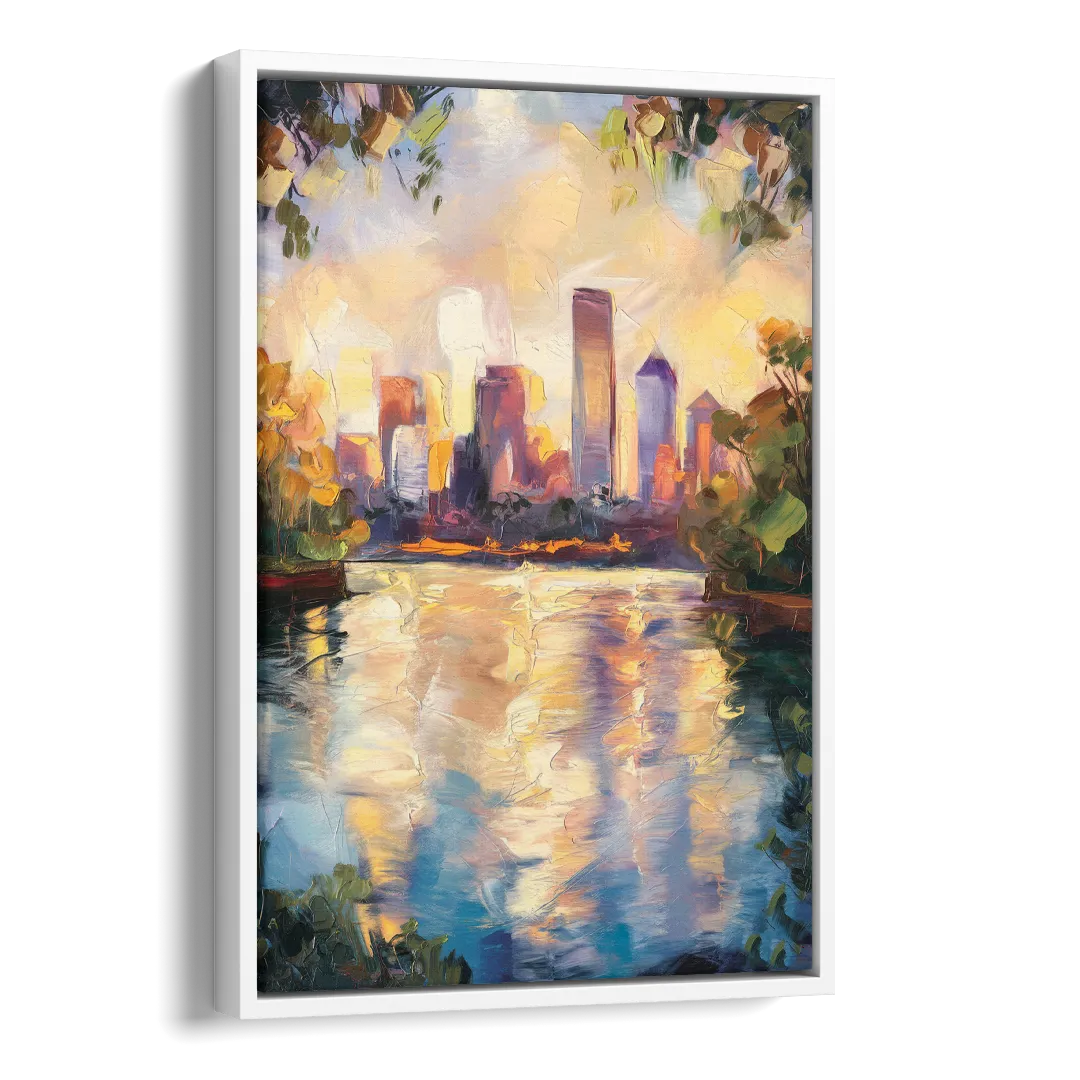 Boston Charles River Reflections Side - White Canvas Wall Art