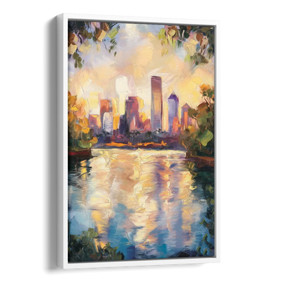 Boston Charles River Reflections Side - White Canvas Wall Art