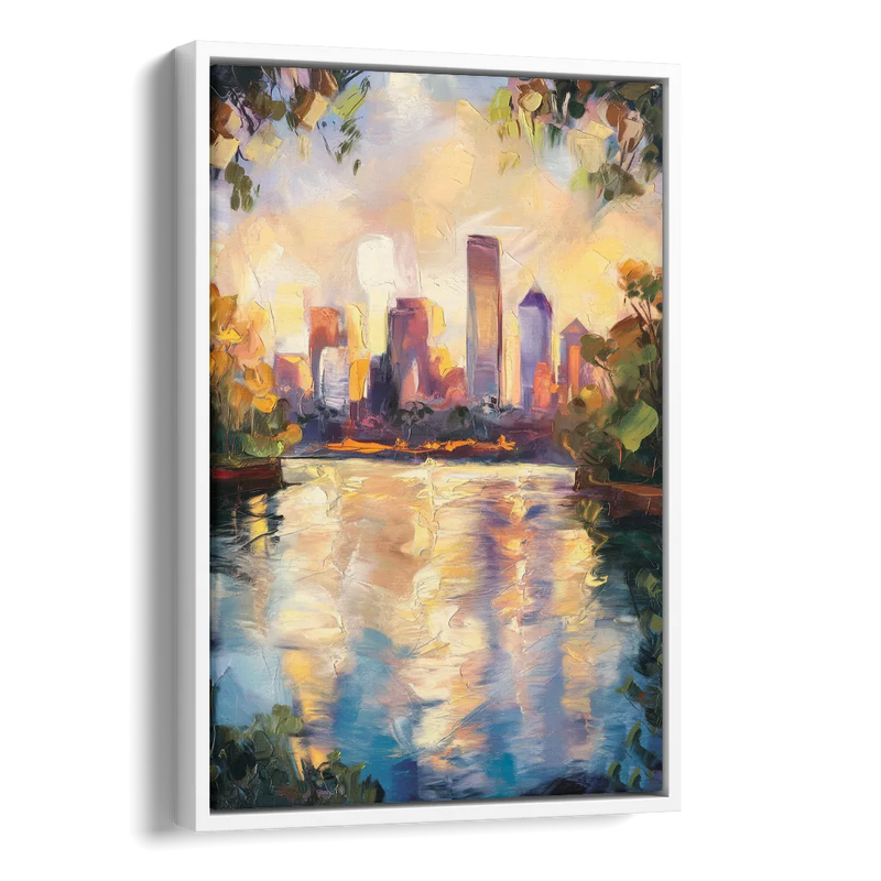 Boston Charles River Reflections Side - White Canvas Wall Art
