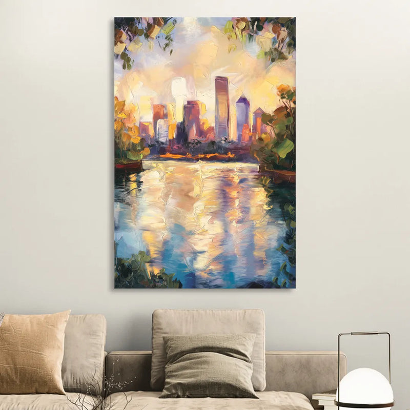 Boston Charles River Reflections Living Room - Canvas Wall Art