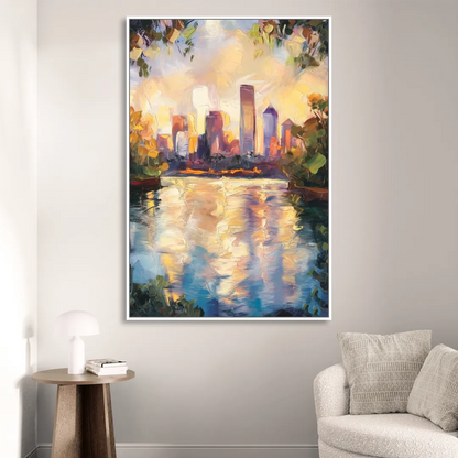 Boston Charles River Reflections Living Room - White Canvas Wall Art