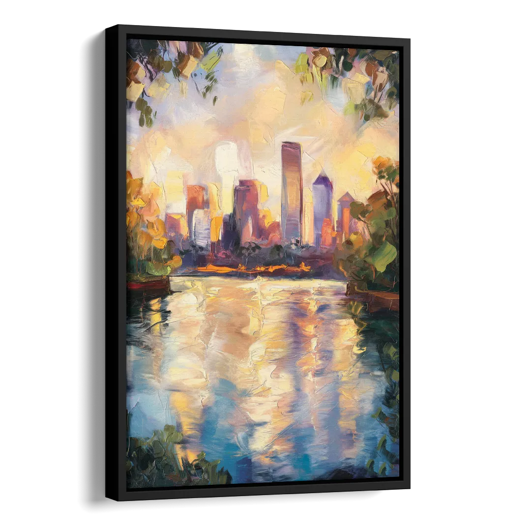 Boston Charles River Reflections Side - Black Canvas Wall Art