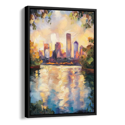 Boston Charles River Reflections Side - Black Canvas Wall Art