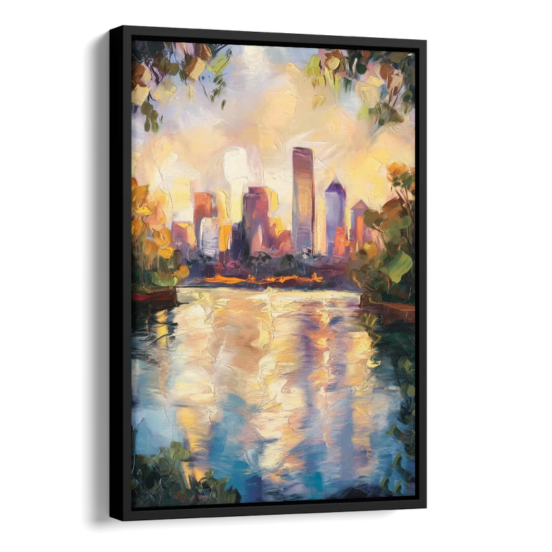 Boston Charles River Reflections Side - Black Canvas Wall Art