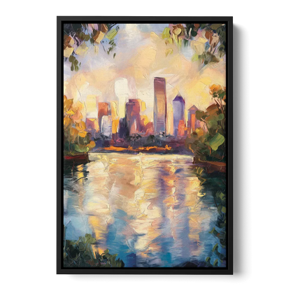 Boston Charles River Reflections Front - Black Canvas Wall Art