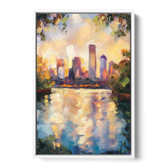 Boston Charles River Reflections - White Framed Canvas Wall Art - Front