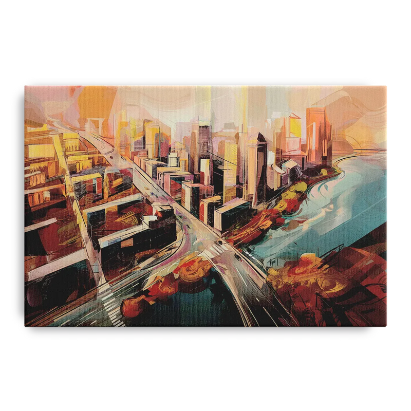 Boston City Streets Aerial View Front - Canvas Wall Art