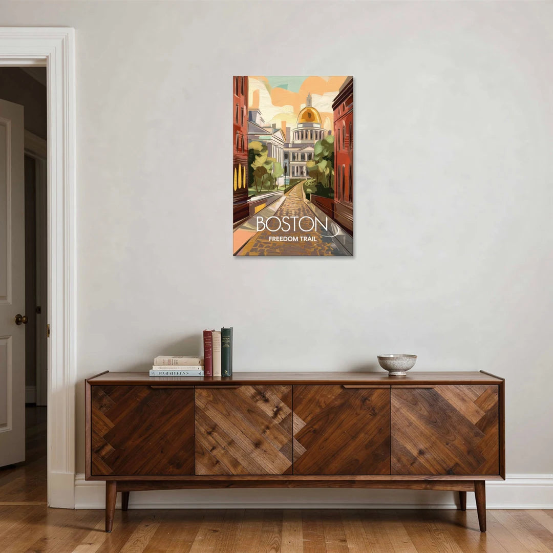 Boston Freedom Trail Highlights - Canvas Wall Art - Coffee Table - 24x36