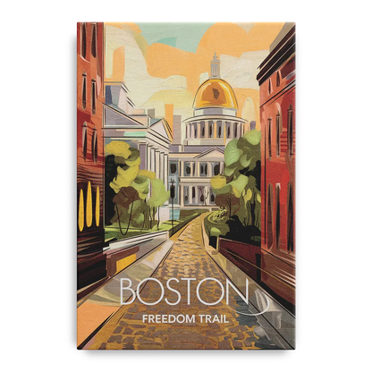 Boston Freedom Trail Highlights Front - Canvas Wall Art