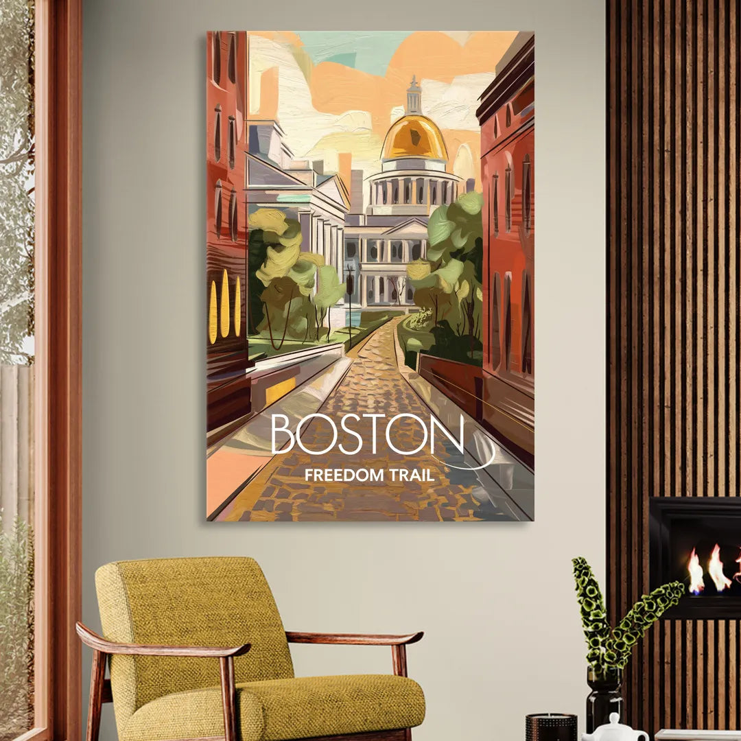 Boston Freedom Trail Highlights Sitting Room - Canvas Wall Art