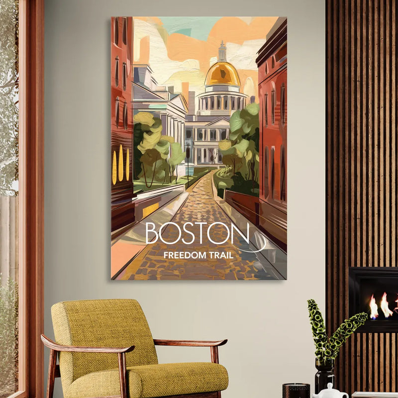 Boston Freedom Trail Highlights Sitting Room - Canvas Wall Art