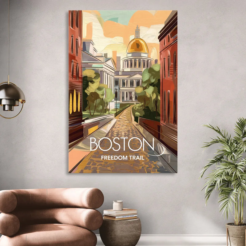 Boston Freedom Trail Highlights Living Room - Canvas Wall Art