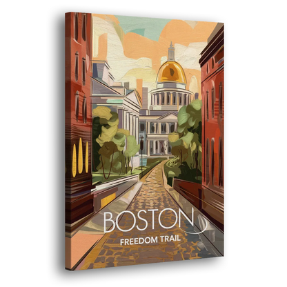Boston Freedom Trail Highlights Side - Canvas Wall Art