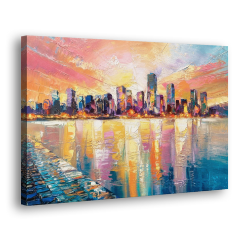 Boston Harbor Sunrise - Canvas Wall Art - Side