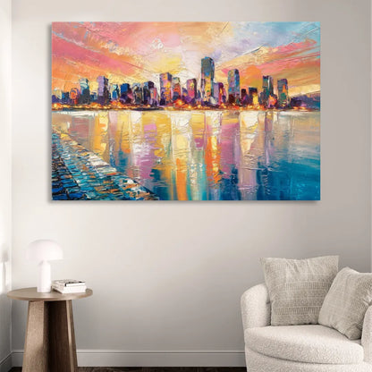 Boston Harbor Sunrise Living Room - Canvas Wall Art