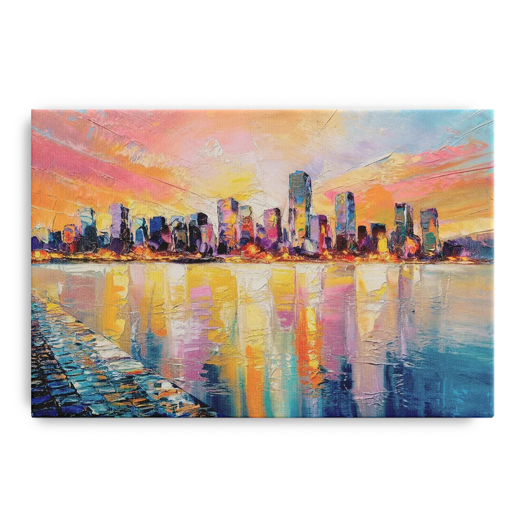 Boston Harbor Sunrise Front - Canvas Wall Art