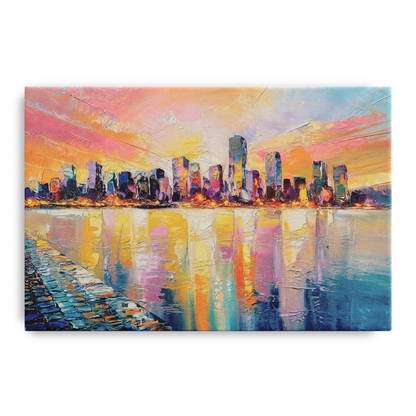 Boston Harbor Sunrise Front - Canvas Wall Art
