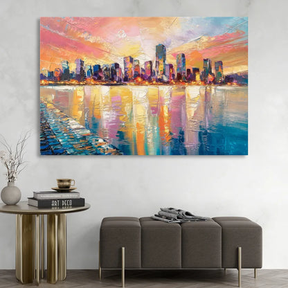 Boston Harbor Sunrise Sitting Room - Canvas Wall Art